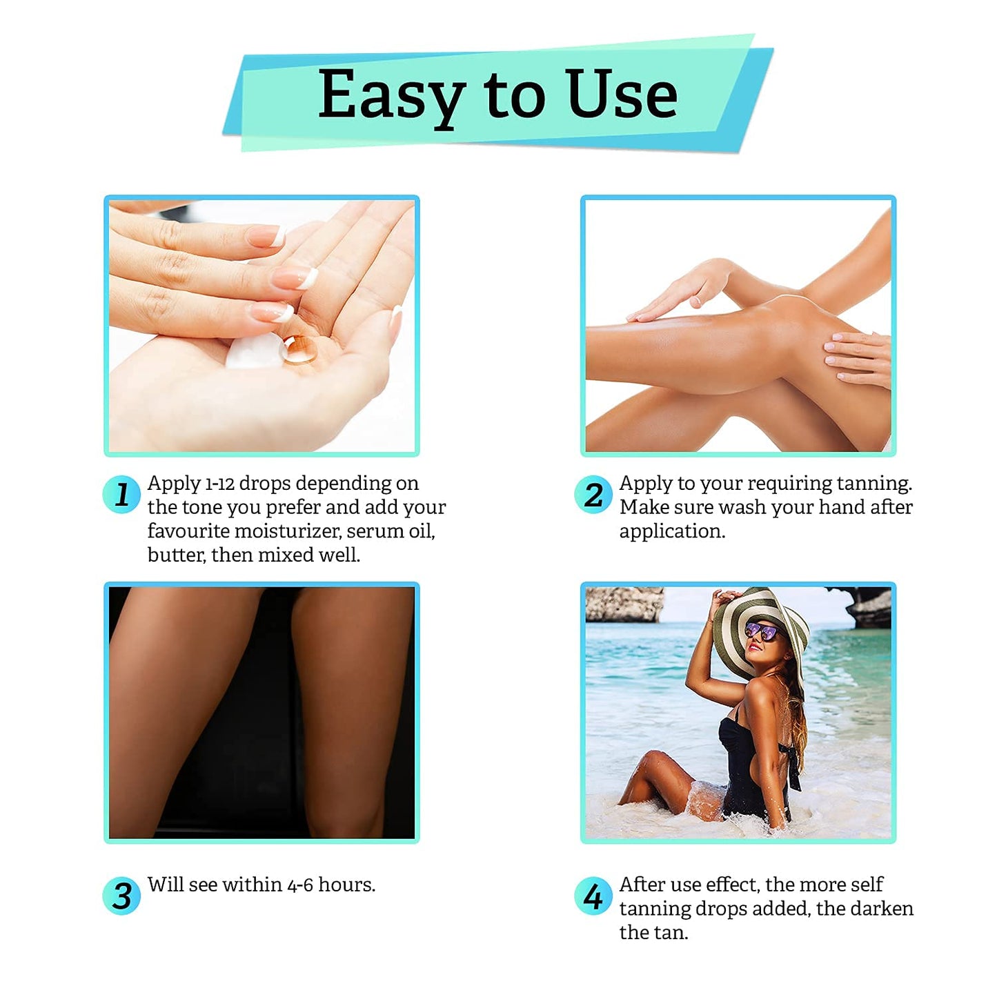 Tanning Drops, Self Tanning Drops to Add to Moisturizer- Face Tanning Drops for Gradual Glow, Vegan and Cruelty Free, 1.01 Fl Oz