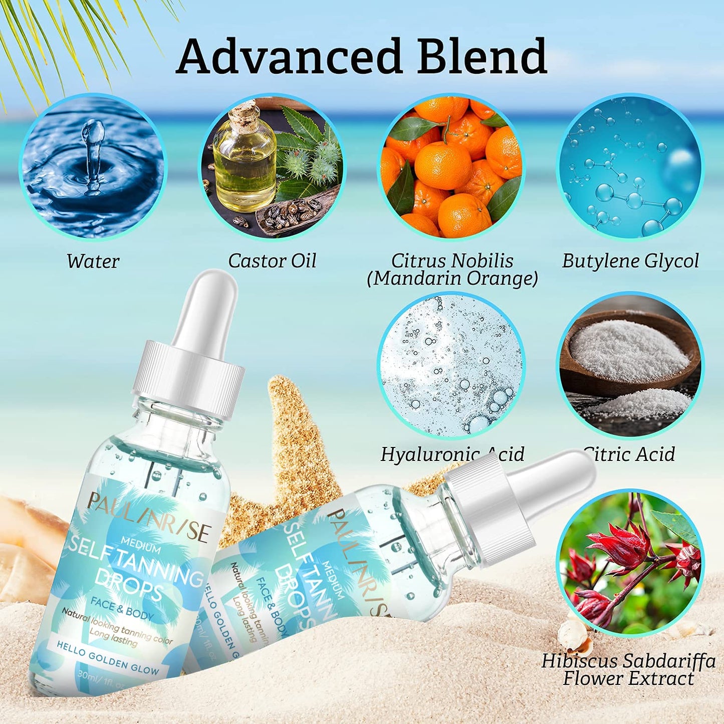 Tanning Drops, Self Tanning Drops to Add to Moisturizer- Face Tanning Drops for Gradual Glow, Vegan and Cruelty Free, 1.01 Fl Oz