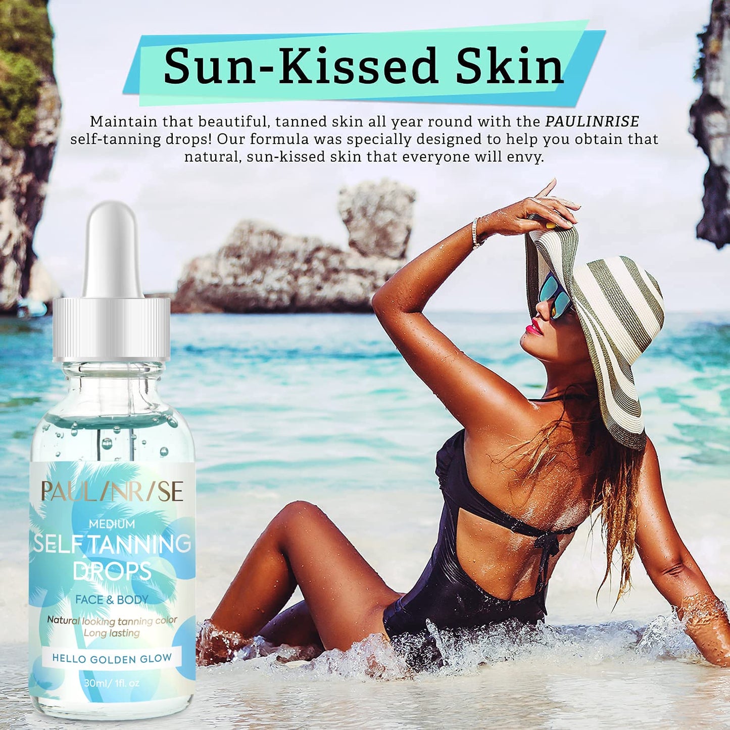 Tanning Drops, Self Tanning Drops to Add to Moisturizer- Face Tanning Drops for Gradual Glow, Vegan and Cruelty Free, 1.01 Fl Oz