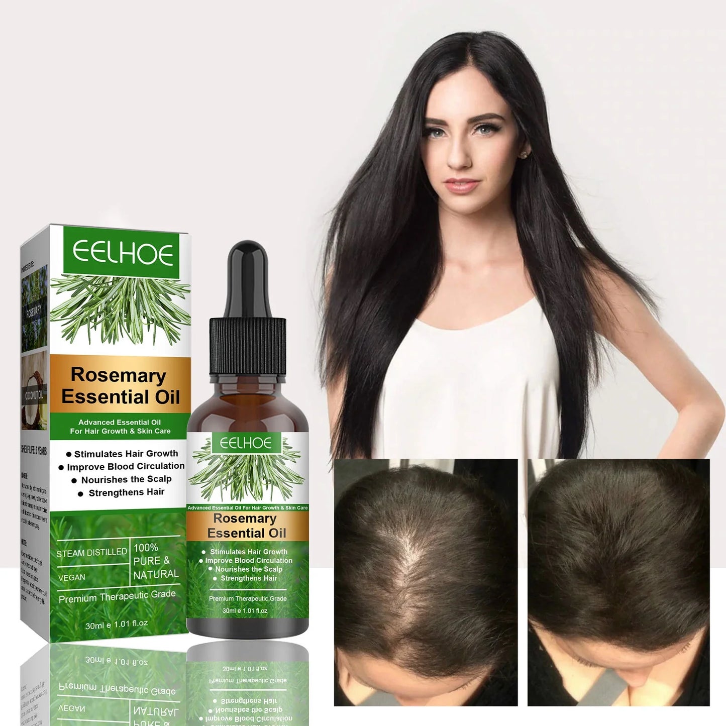2 Pack Rosemary Oil for Hair Growth & Skin Care,Organic Rosemary , Natural Rosemary Oil for Hair Loss Treatment, Stimulates Hair Growth, Scalp Massager