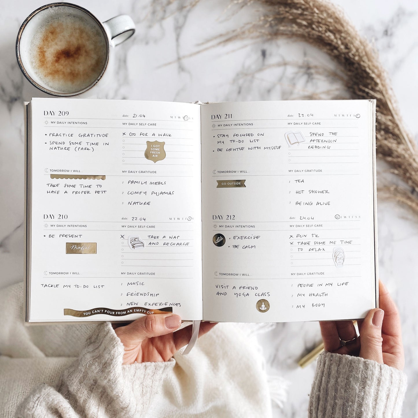 Elevate Your Wellness: My Daily Self-Care Journal (Almond) - The Perfect Luxury Gift for Her with Gratitude and Sticker Sheets
