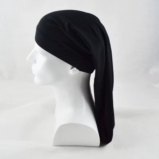 Long Hair Sock Cap Sleep Hats Wrap Night Cap Hair Care Bonnet Nightcap for Women Men Unisex Cap Bonnet De Nuit Black