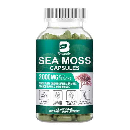 BEWORTHS Vegetarian Diet Organic Sea Moss Capsule Helps Immune System ,Joint Health Intestinal Cleansing Thyroid Supplement
