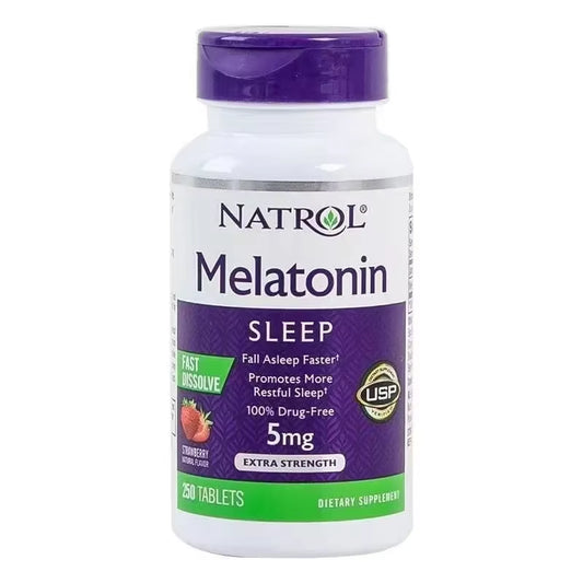 Natrol Melatonin 5mg Sleep Aid Tablets - Strawberry Flavor, 250 Capsules for Restful Nights