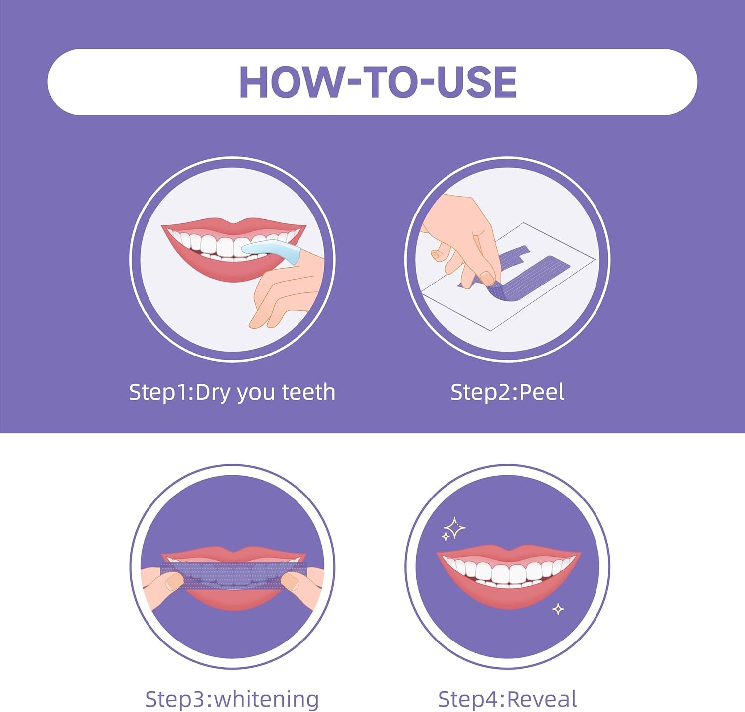 Teeth Whitening Strips V34 Purple Whiten Strips Non Sensitive for Teeth Whitening Efficient Professional Teeth Whitening Kit with Extra Cleaning Wipes, 28Set/56Pcs