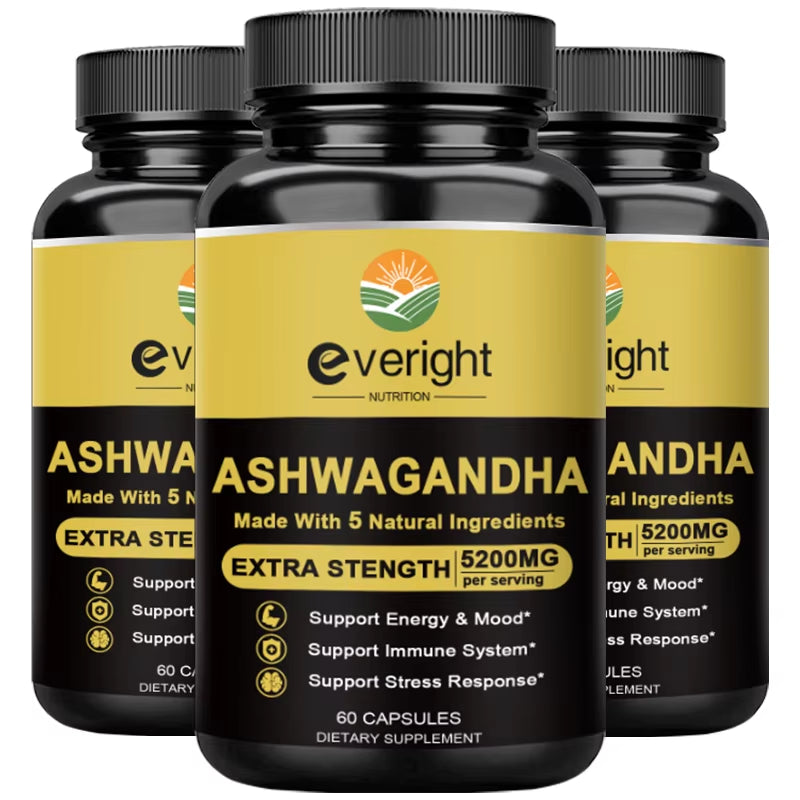 Ashwagandha Extract Capsules,Natural Health Support,5 in 1 Premium Formula Nutrition Supplement,Stress Relief and Energy Support