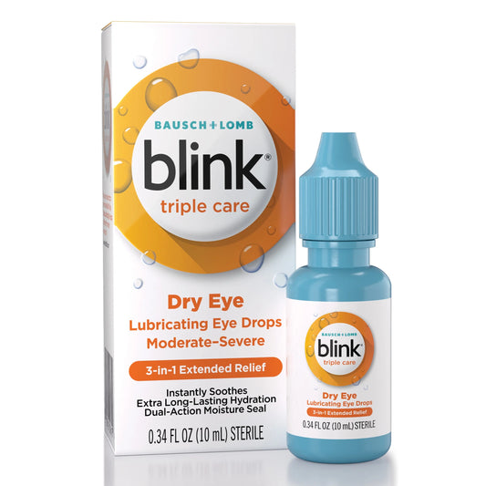 Triple Care Eye Drops, Lubricating Eye Drops, Moderate-Severe Dry Eye Symptoms, 0.34 Fl Oz