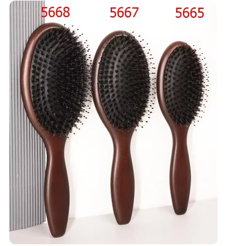 Wood Massage Hair Brush Comb for Hair Hairbrush Dry Wet Detangle Wood Combs Women Hair Beauty Care Paddle Cushion Massage Brush