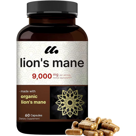 Lion's Mane Mushroom Capsules - Organic Extract for Enhanced Cognitive Function and Immune Support