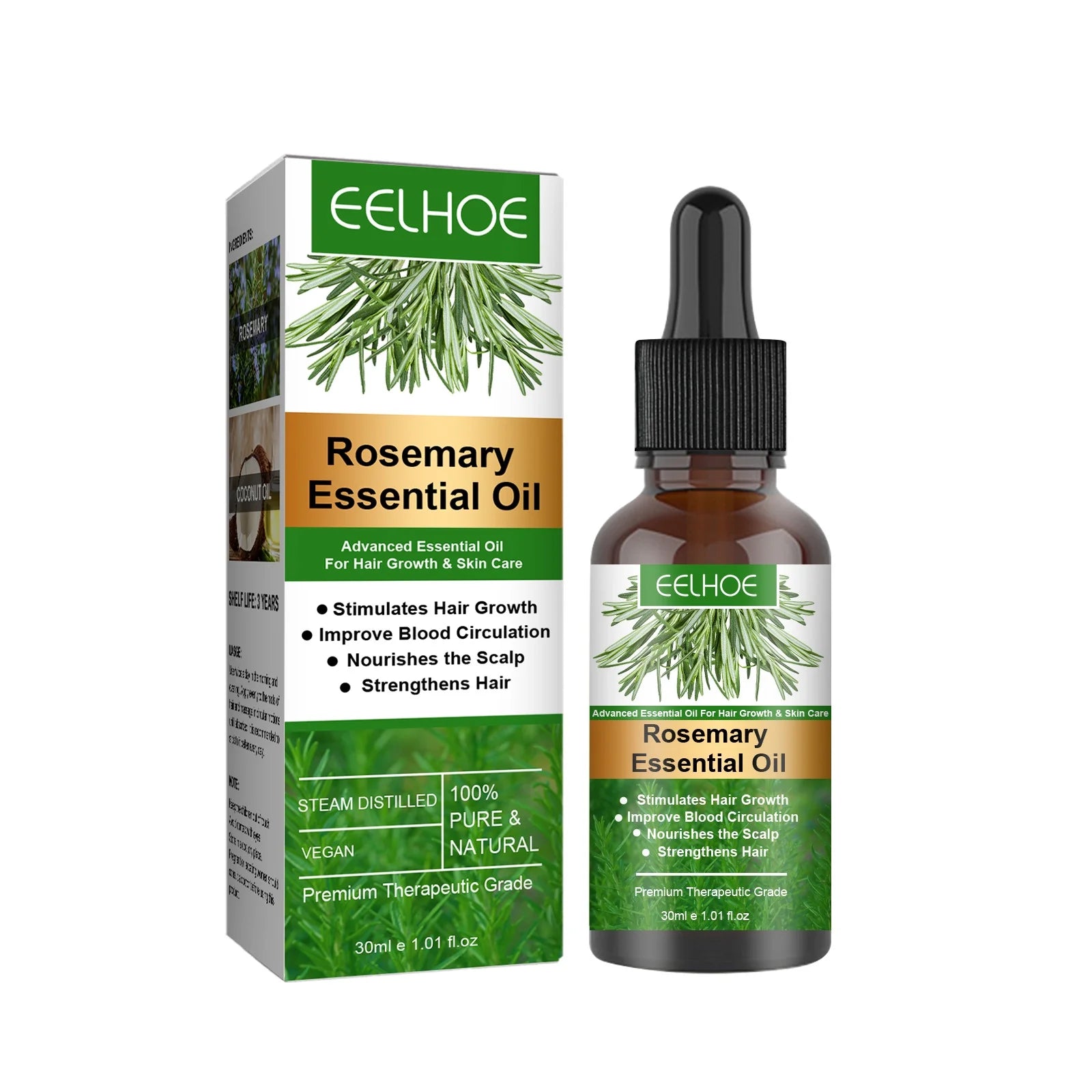 2 Pack Rosemary Oil for Hair Growth & Skin Care,Organic Rosemary , Natural Rosemary Oil for Hair Loss Treatment, Stimulates Hair Growth, Scalp Massager